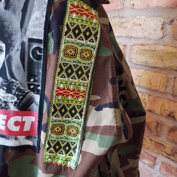 Poet Roni Girl Camo Camouflage Jacket Coat w/Aretha Franklin - Picture 4 of 9